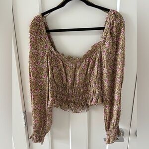 H&M Square Neck Floral Blouse